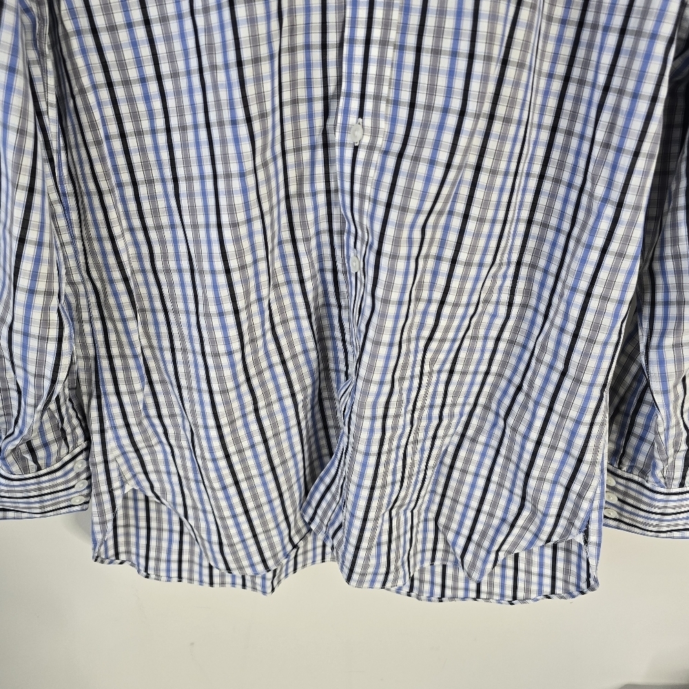 NWT Turnbull & Asser Long Sleeve Button Down Shirt 15.5 Blue/Gray Check Plaid - Picture 2 of 12